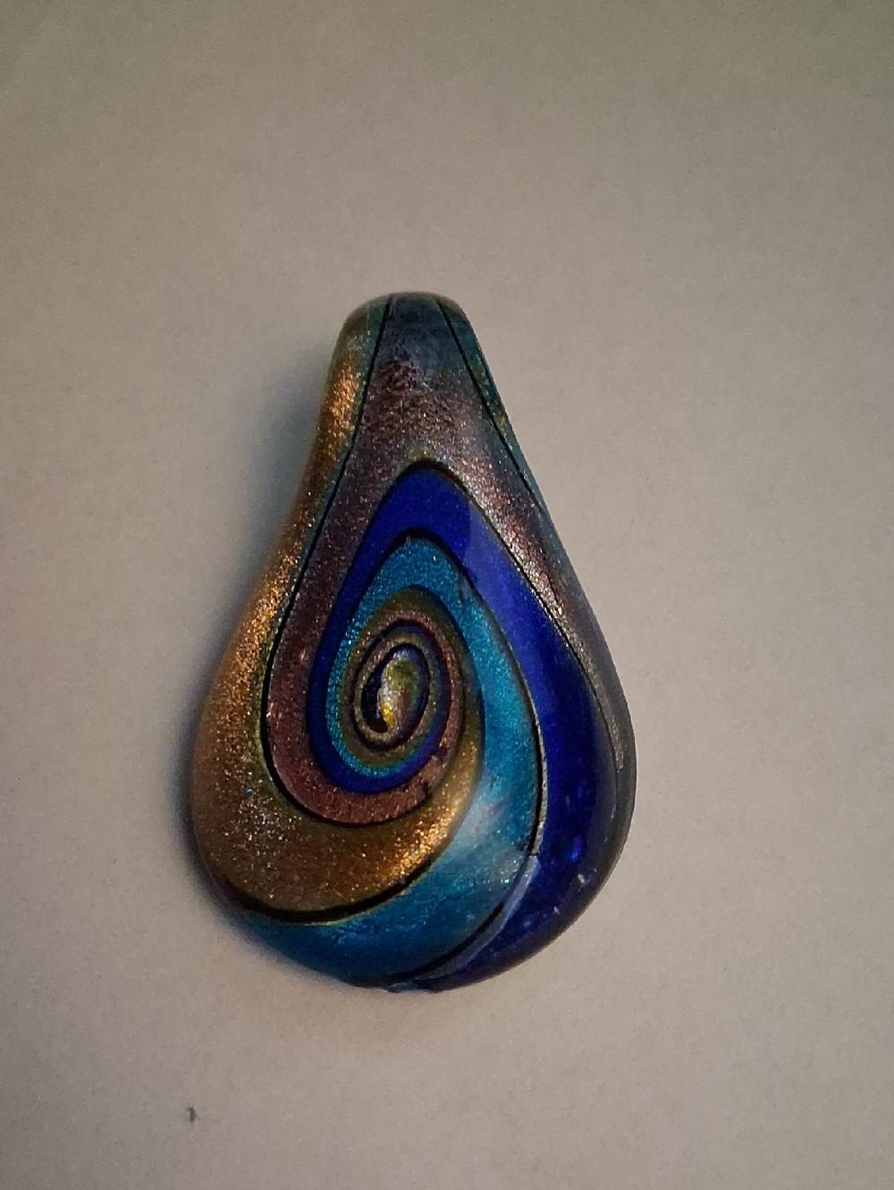 Handmade Teardrop Swirl Pendant in Blue and Gold